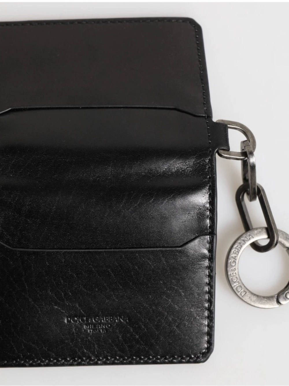 Dolce & Gabbana Black Leather Card Holder Keychain Wallet NWT and Box - Picture 11 of 11